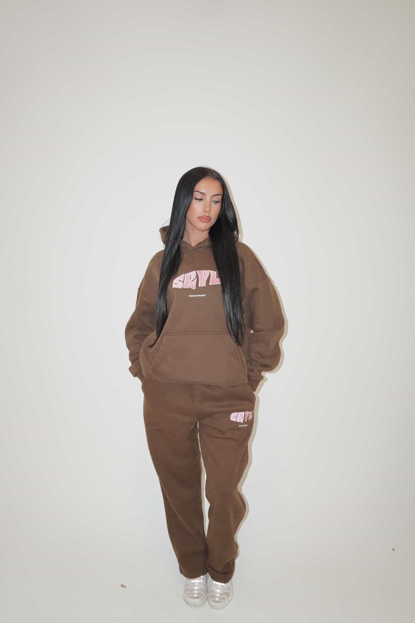 SKYL Signature Straight Leg Bottoms - Brown/Pink
