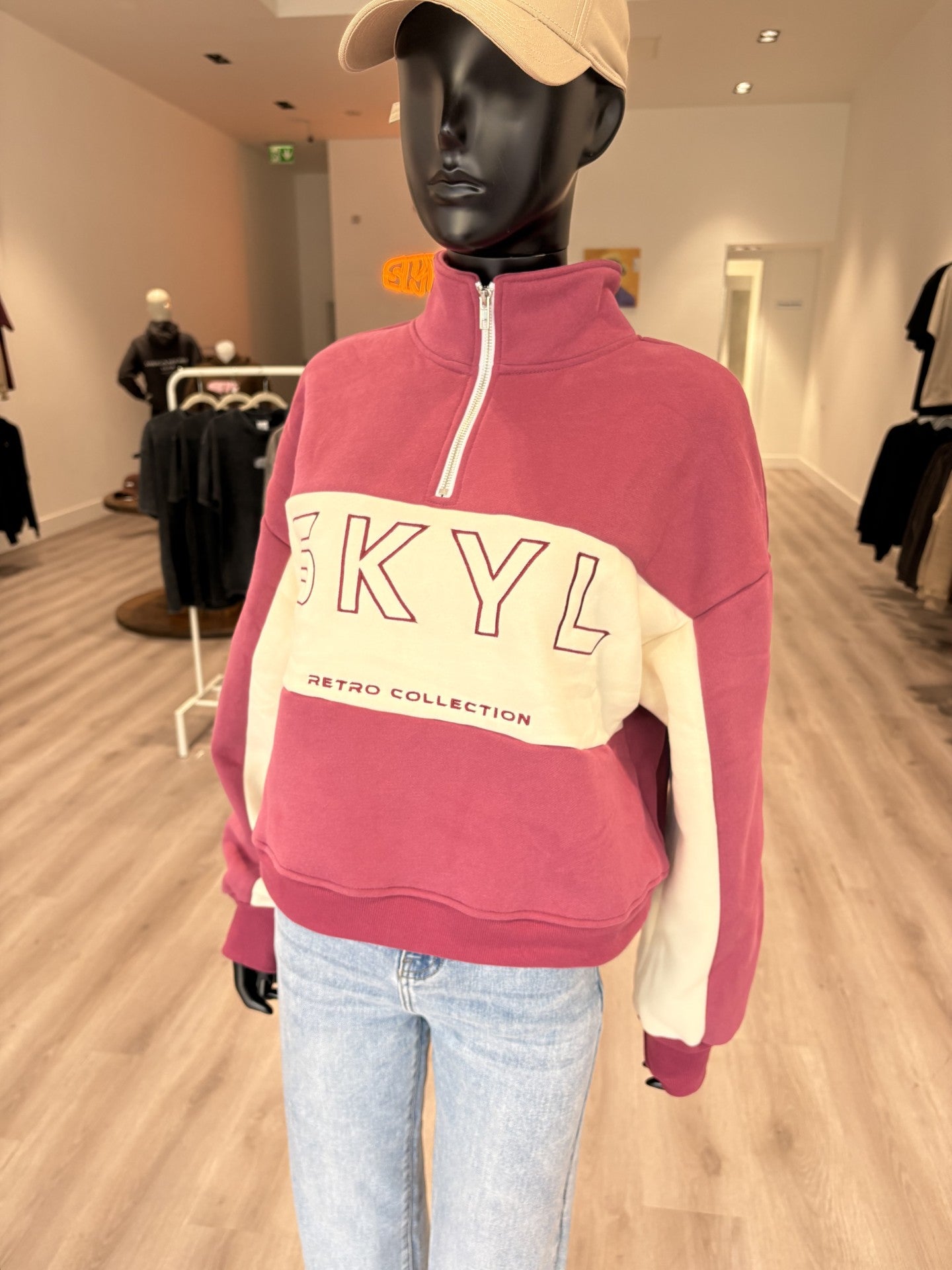 Retro Inspired Designer Half zip - Vintage Pink