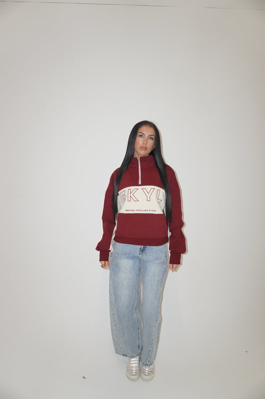 Retro Inspired Designer Half zip - Gucci Red