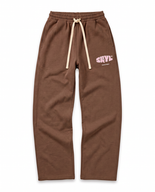 SKYL Signature Straight Leg Bottoms - Brown/Pink
